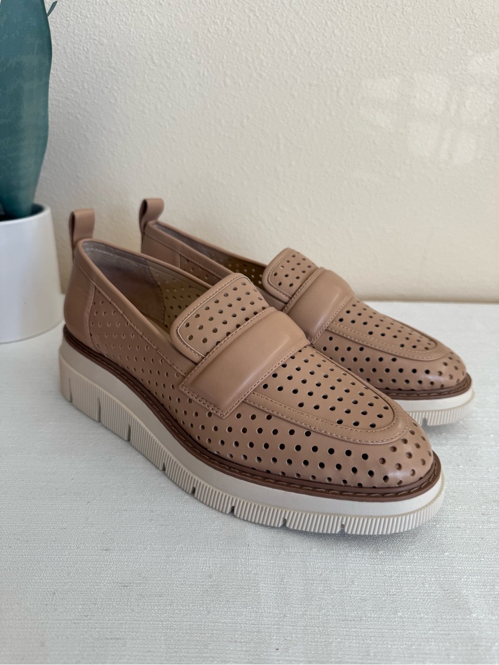 New Liverpool Rosemead Perforated Slip-On Loafers in Beige - Casual Comfort